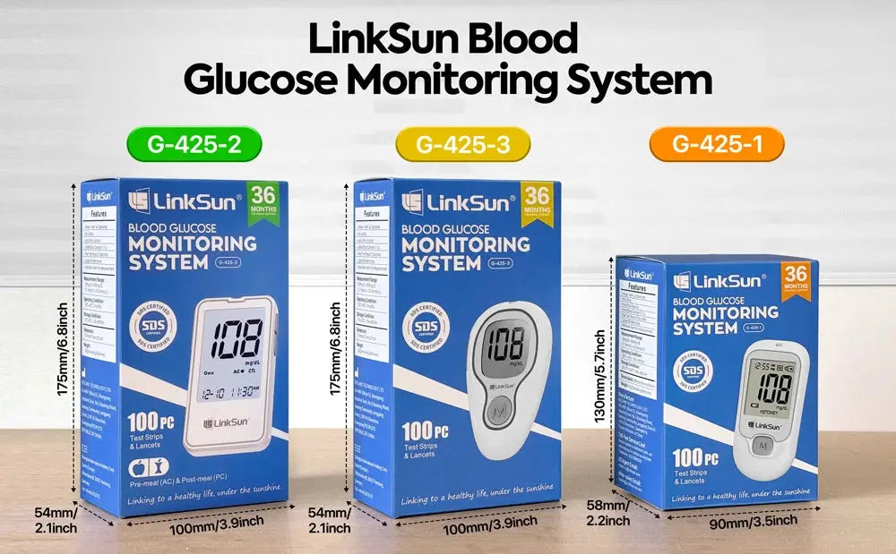 G-425-2 Linksun Blood Glucose Meter 50/100pcs Test Strips Medical Diabetes Testing Device Blood Sugar Digital Glucometer Monitor Nova Trendz