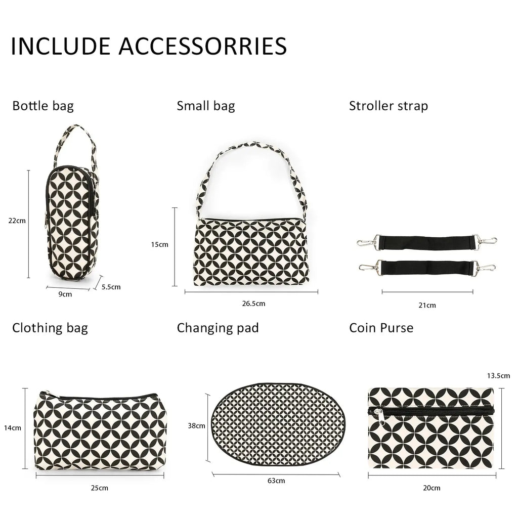 7pcs Nappy Changing Bag Set,Multifunction Mummy Tote Bag Baby Changing Bag Shoulder Handbag Travel Diaper Bag Nova Trendz