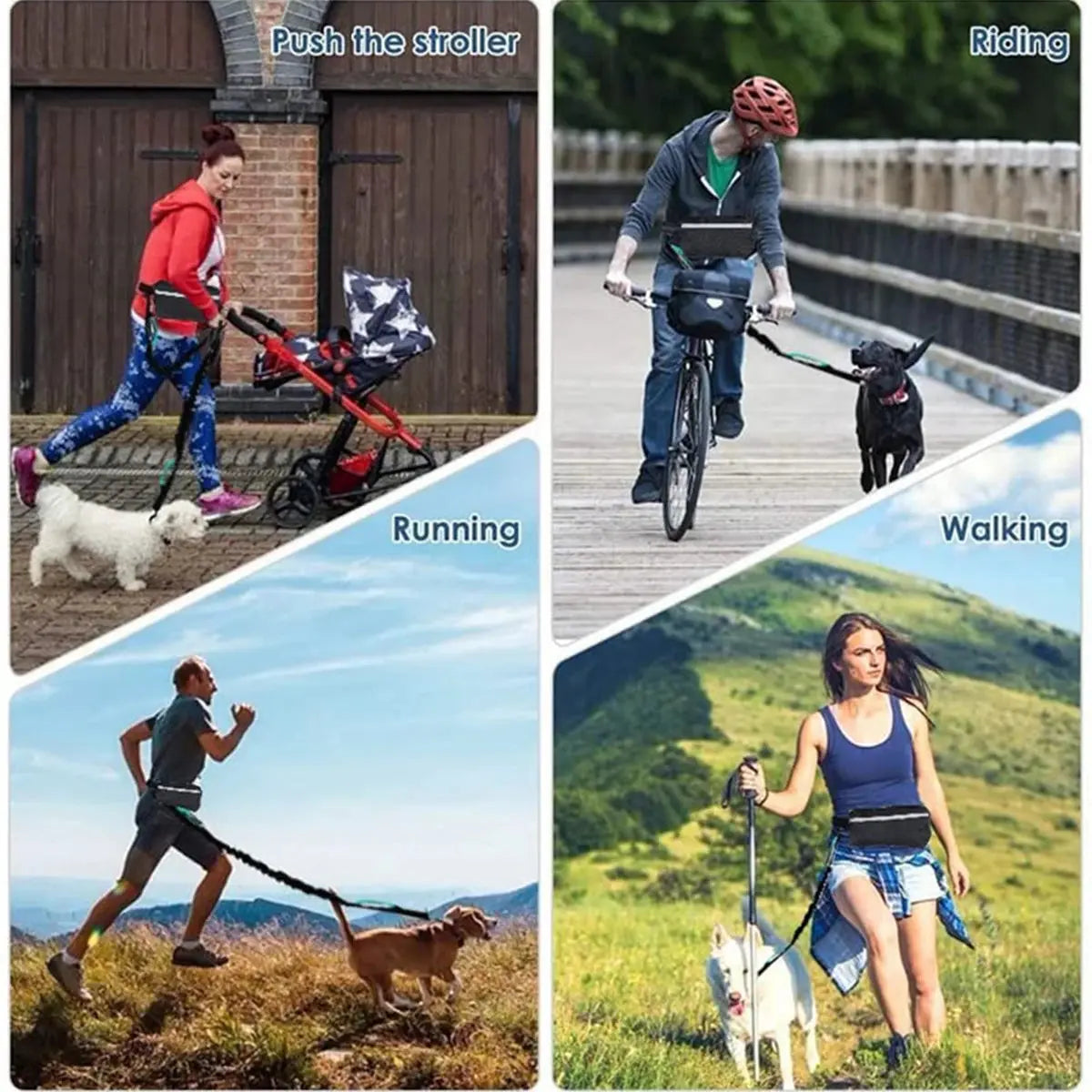Hands Free Dog Leash Reflective Leash with Waist Bag Retractable Elastic Belt Dog Traction Rope for Running Walking Pet Products - Nova Trendz