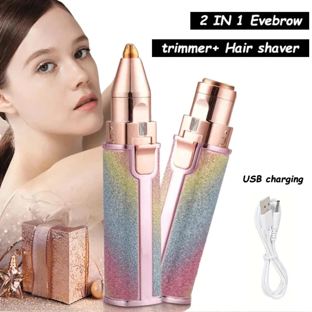 Starry Sky 2-in-1 USB Charging Shaver Portable Shaver Painless Automatic Eyebrow Shaving Facial Hair Removal for Women Beauty Nova Trendz
