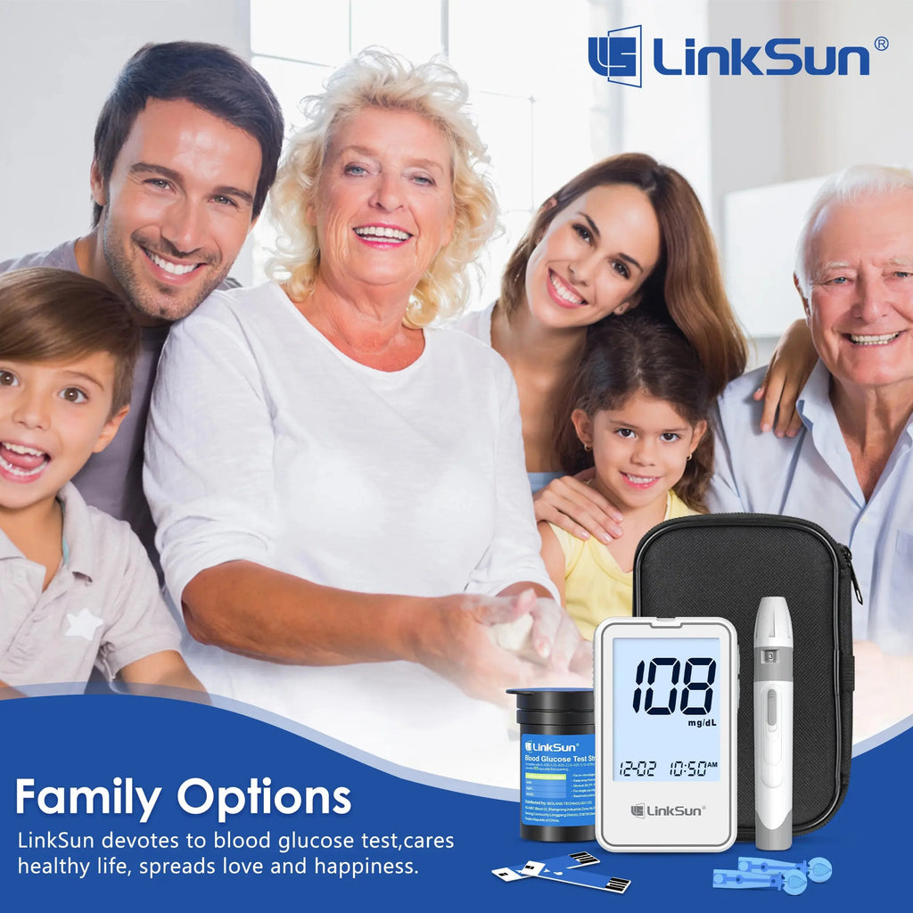 G-425-2 Linksun Blood Glucose Meter Glucometer Kit Medical Diabetes Testing Blood Sugar Tester Digital Glucosemeter Complete Kit Nova Trendz
