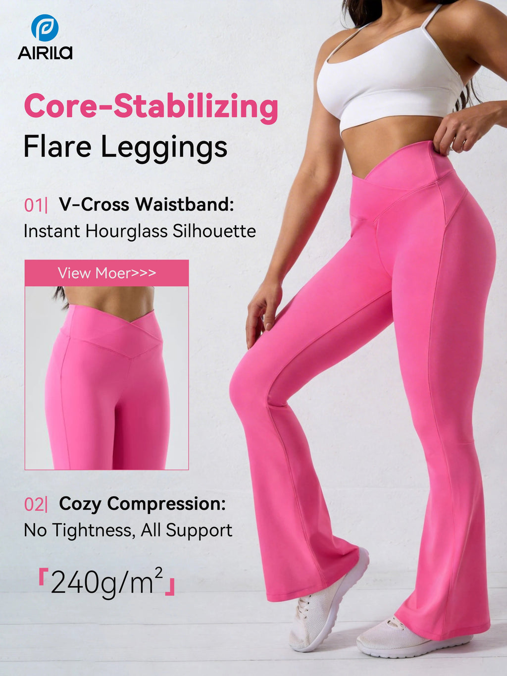 High-Waisted V-Cross Waistband Yoga Leggings with Tummy Control, M-Smile Line Butt Lifting, 4-Way Stretchy & Soft Cooling Fabric Nova Trendz
