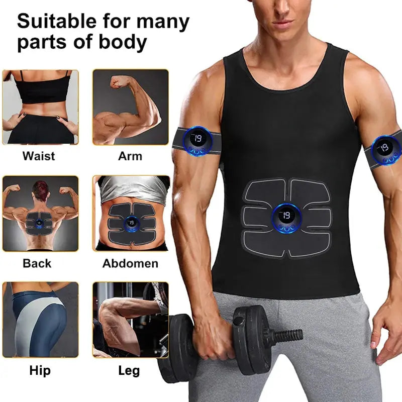 Electrical Muscel Stimulator Massager Abdomen Buttocks Arm Leg Neck Hips Trainer Muscle Toner Fitness Training Workout Equipment Nova Trendz