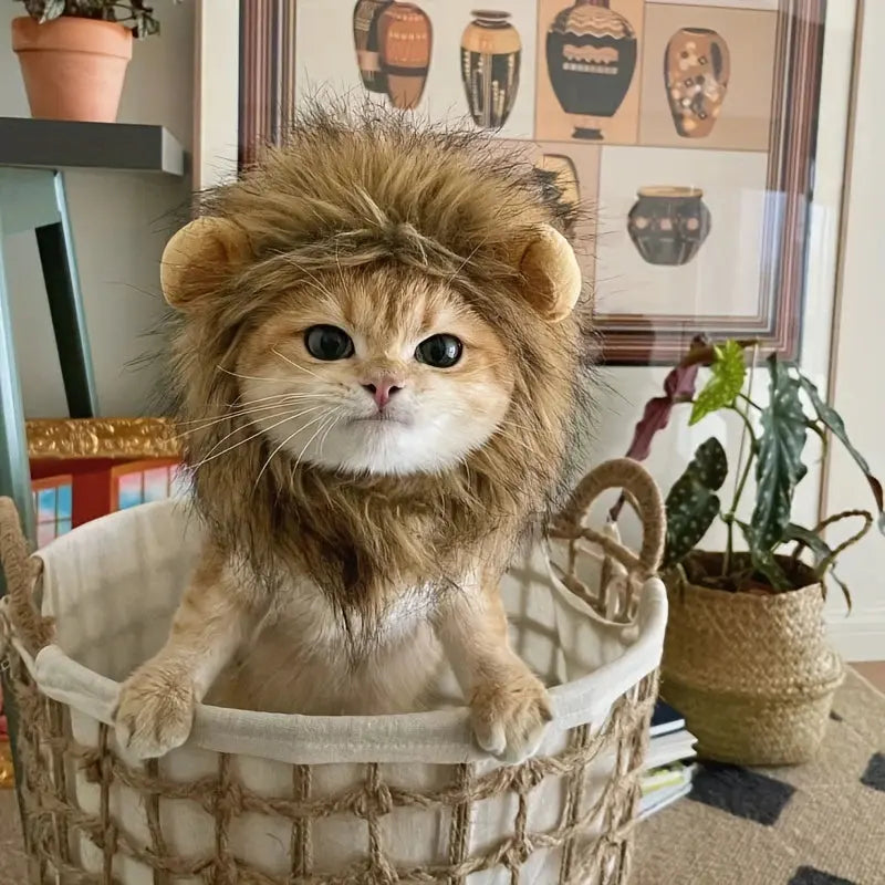 Pet Hairpiece - Humorous Lion Mane Headgear for Dogs and Cats, Adjustable Costume Accessories for Fun Dress-up and Play - Nova Trendz