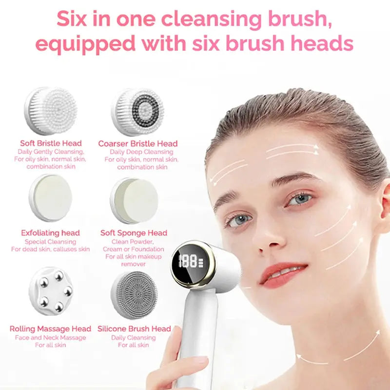 Six-In-One Cleansing Brush Face Wash Brush Clean Pores Exfoliating Silicone Facial Deep Pore Skin Care Scrub Cleanser Tool Nova Trendz