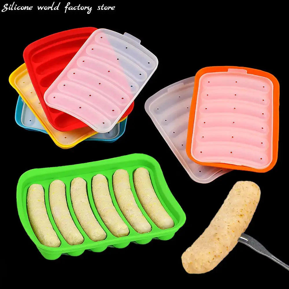Silicone World DIY Silicone Sausage Molds With Lid Baby Complementary Food Baked and Steamed Ham Hot Dog Making Mold Baking Tool Nova Trendz