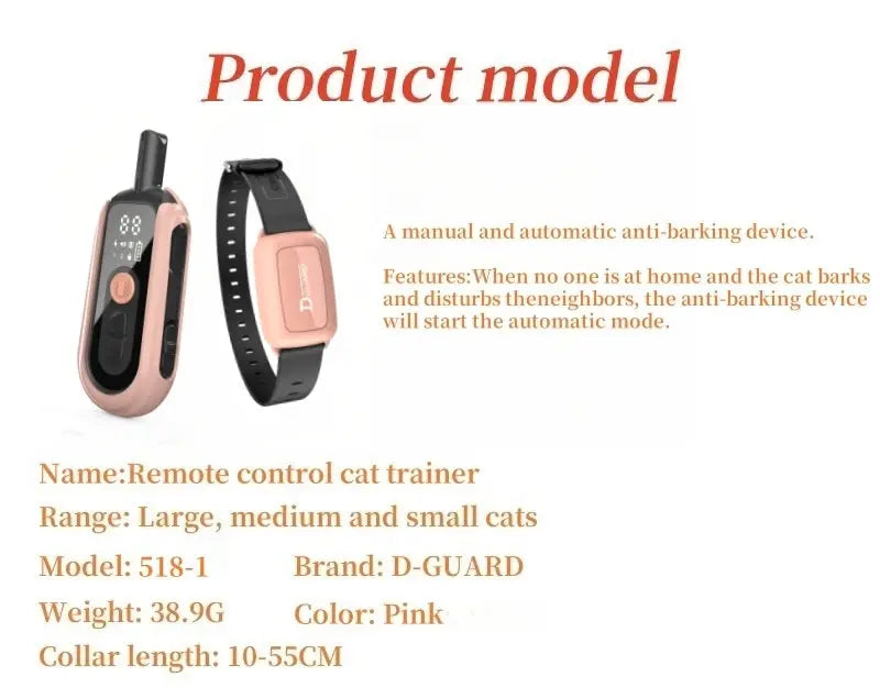 YHLC 1100m Cat Shock Collar,Cat Training Collar with Remote,Cat Stop Meowing Collar, Remote Control/Automatic Anti-Meow for Cats - Nova Trendz
