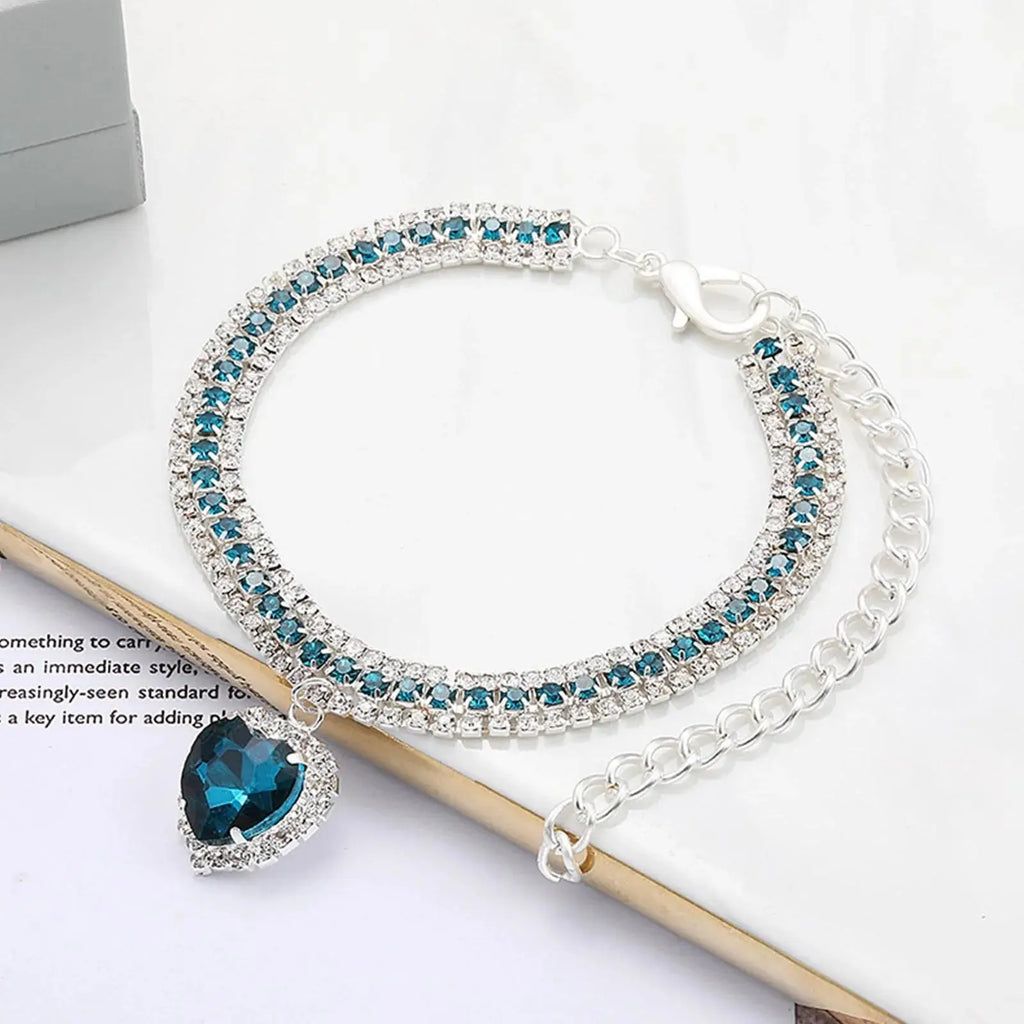 Dog Cat Rhinestone Diamante Collar Necklace Puppy Crystal Bling Pet Accessories For Puppy Kitten Crystal Pendant Diamond Collars Nova Trendz