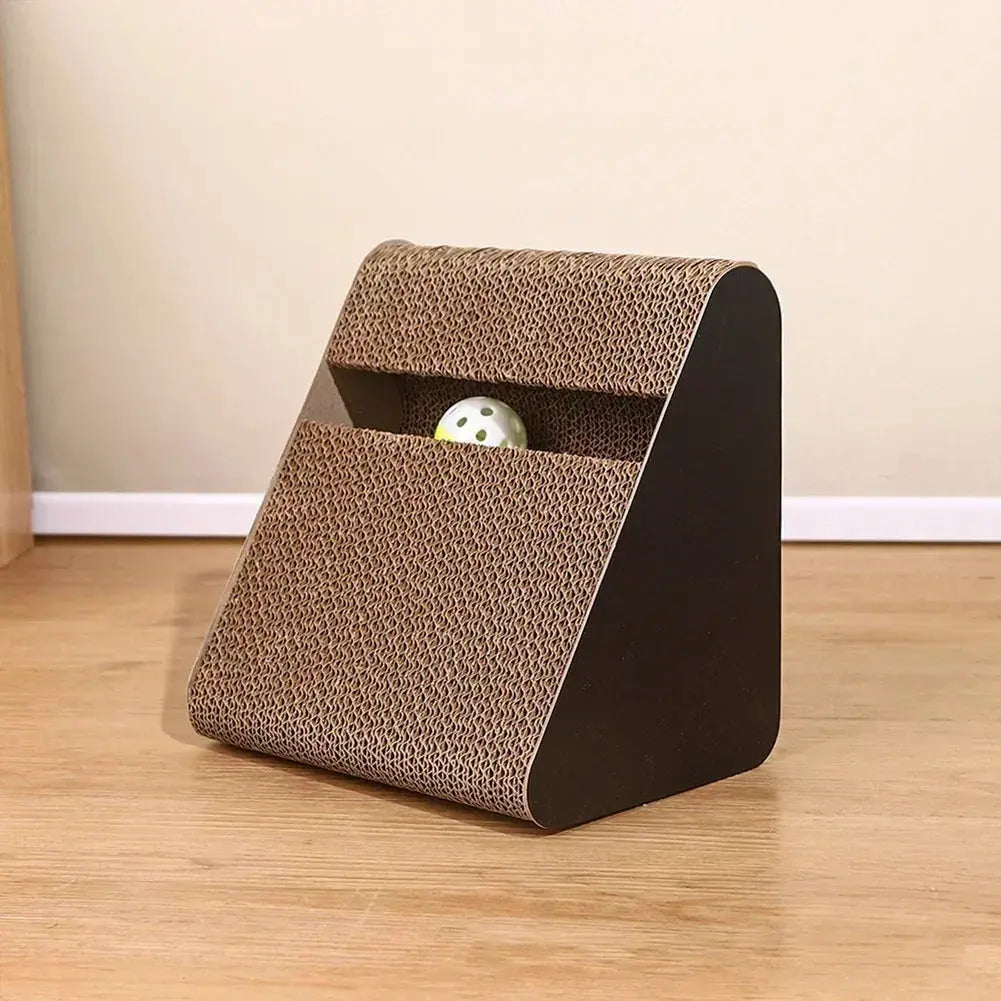 2 in 1 Cat Scratcher Cardboard Triangles Shaped Cat Scratching Board With Ball Wear-resistant Cat Clawing Board For Indoor Cat Nova Trendz