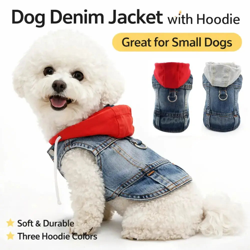 Denim Dog Jean Jacket Vest with D-Ring Cool Spring Dog Hoodies Breathable Lightweight Puppy Harness Coat For Small Medium Dogs - Nova Trendz