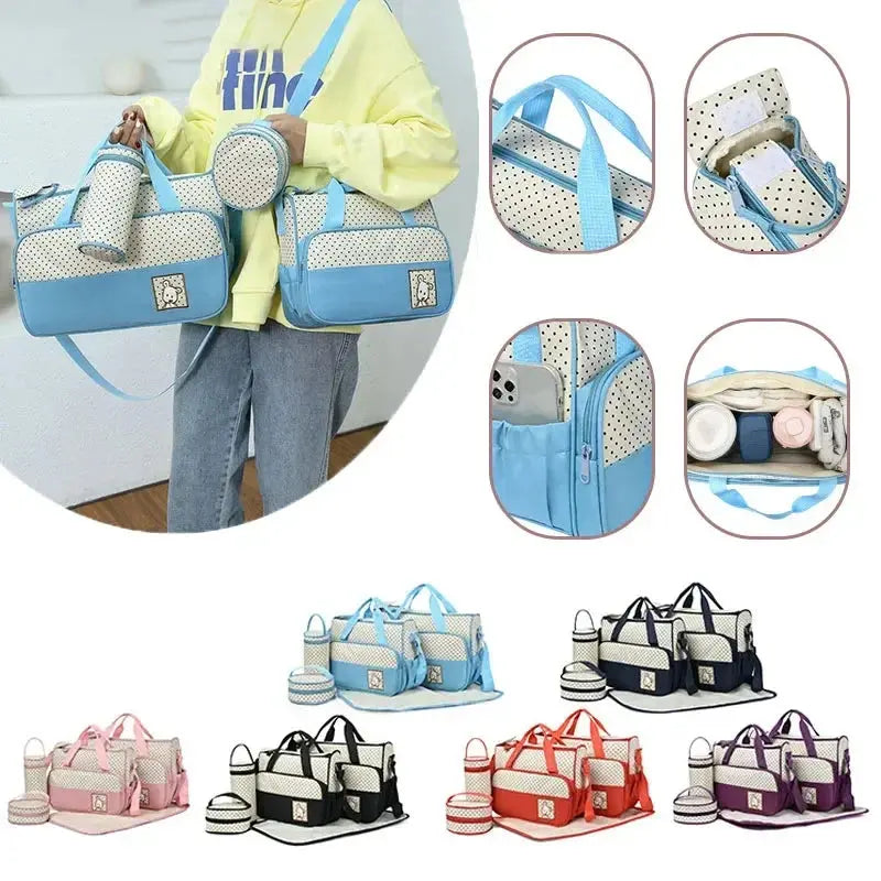 5pcs/set Large Capacity Baby Bag for Mom Travel Stroller Organizer Baby Diaper Bag Mummy Maternity Newborn Accessories Bag Nova Trendz