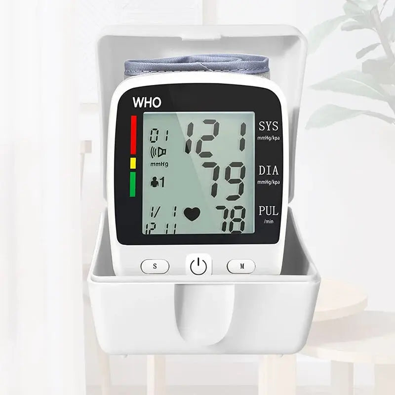 Digital Blood Pressure Monitor Wrist Tensiometer Electronic Sphygmomanometer  Tonometer with LCD, 2 X 90 Memory Rechargeable Nova Trendz