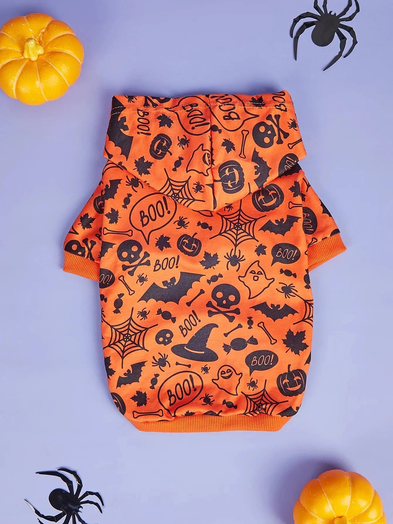 Dog Halloween Costume, Holiday Dog Clothes for Small Dogs , Funny Pet Pumpkin Spider Hoodie, Cat Bone Outfit - Nova Trendz