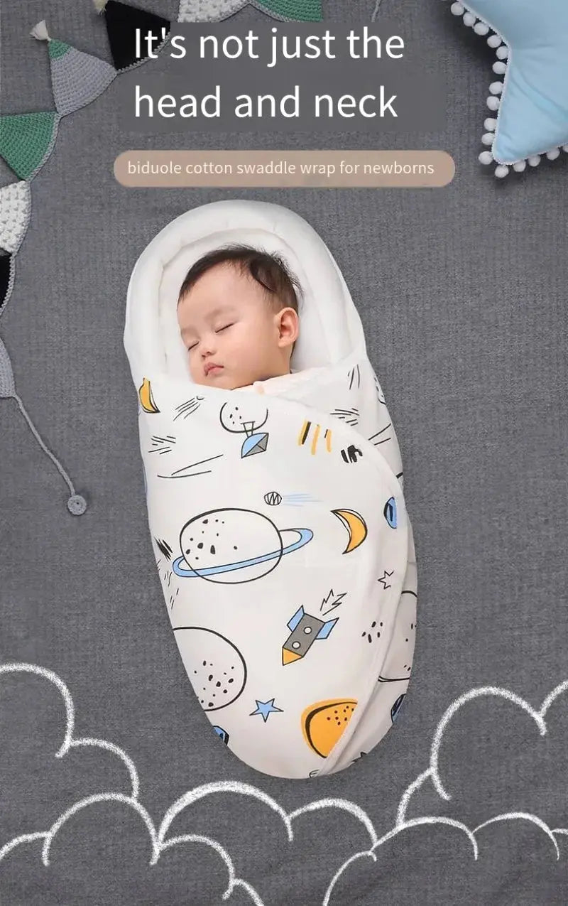Newborn Baby Swaddle Wrap Adjustable Newborn Hat Set Anti-kick Swaddle Warm Soft BlanketSuitable for Babies Aged 0-3 Months - Nova Trendz