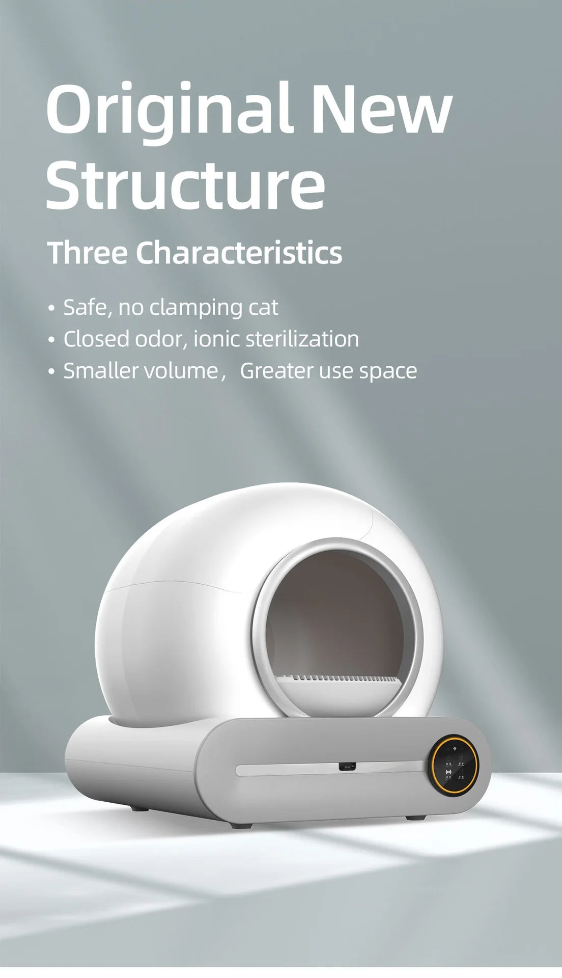 Intelligent self-cleaning cat litter box, automatic cleaning cat toilet, APP controlled Lonic deodorizer, cat litter tray