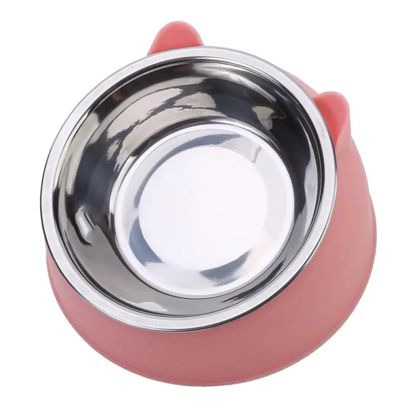 1pc Cat Bowl Lovely Creative Inclined Kitten Puppy Food Feeding Bowls Stainless Steel Cats Drinking Feeder Pet Dogs Cats Feeders - Nova Trendz