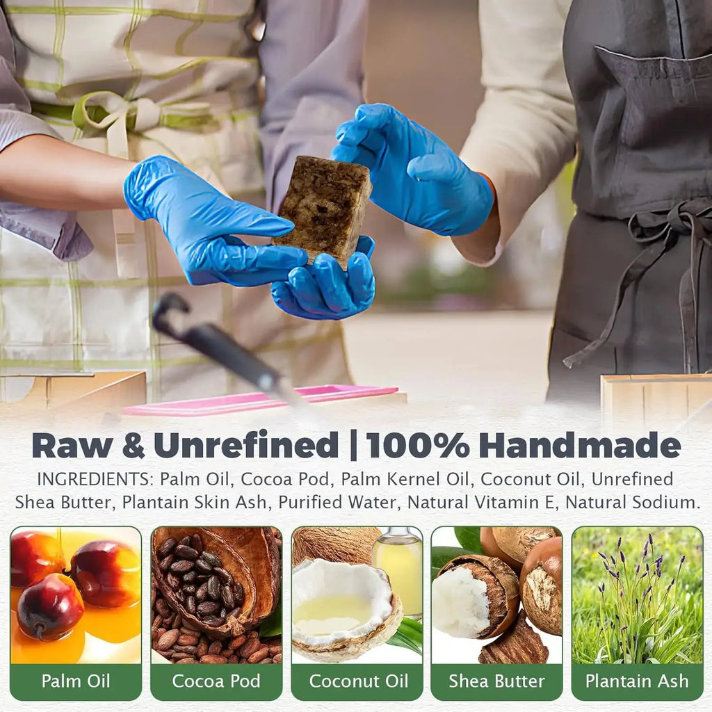 Raw African Black Soap for Oily Skin, Dark Spots  Pure & Natural Ingredients - Organic  Face and Body Wash Soap - Nova Trendz