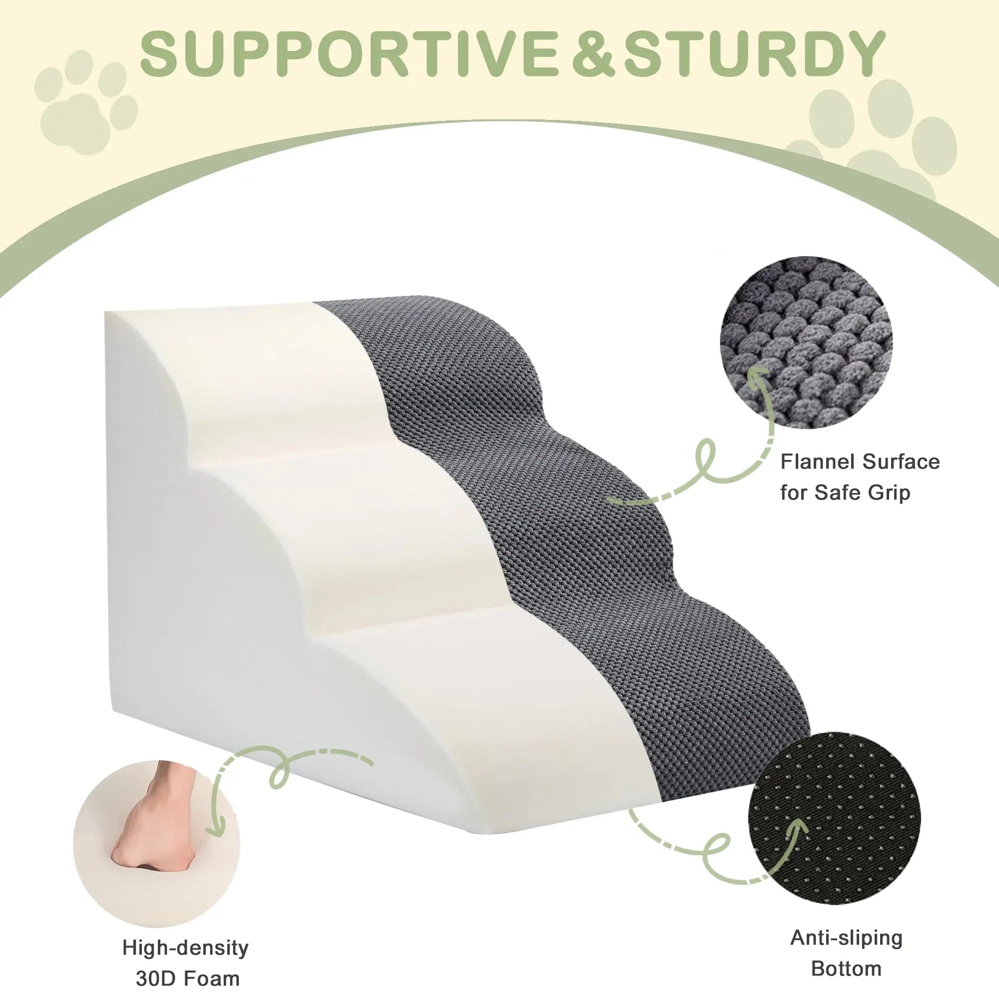 Curved Dog Stairs Ramp for High Beds 19.7" H, 4-Step Dog Steps for Small Dogs and Cats, Pet Stairs for High Bed Climbing, Grey - Nova Trendz