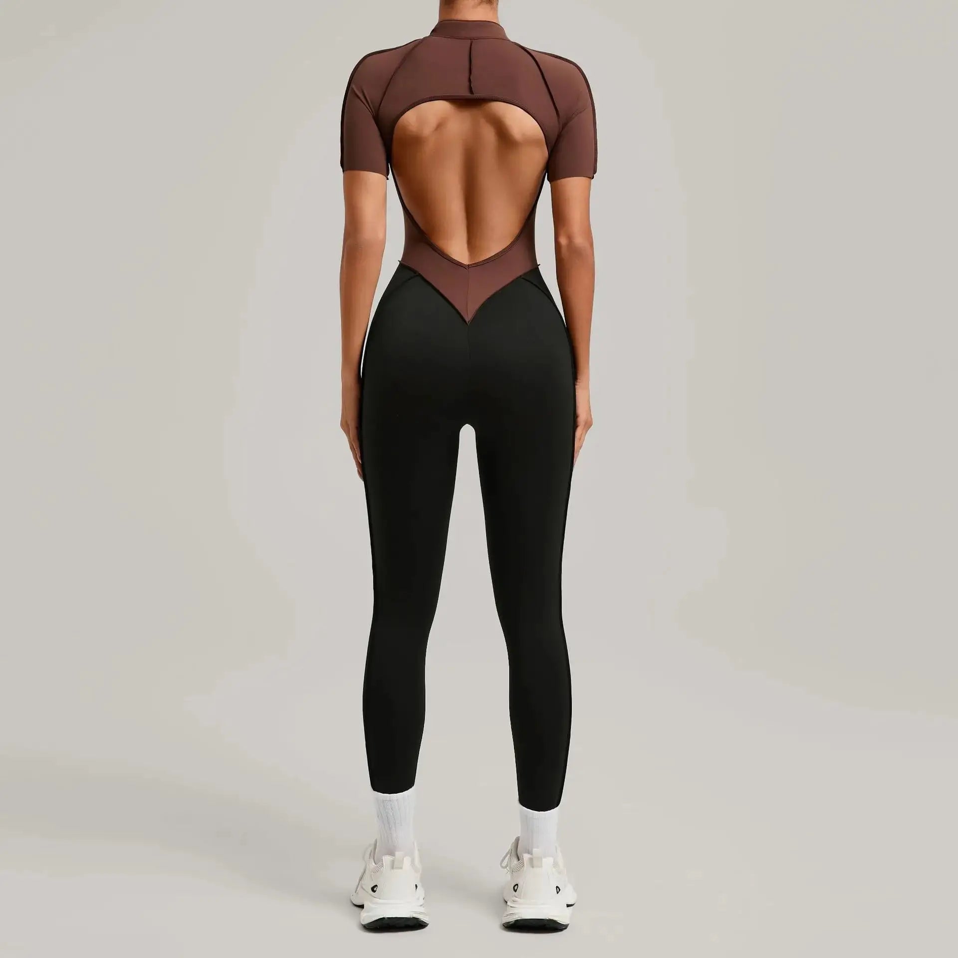 Yoga Bodysuit Short Sleeves Women's Tracksuits Gym Zipper Jumpsuits Sports Workout High-intensity Fitness One-piece Tights Suit - Nova Trendz