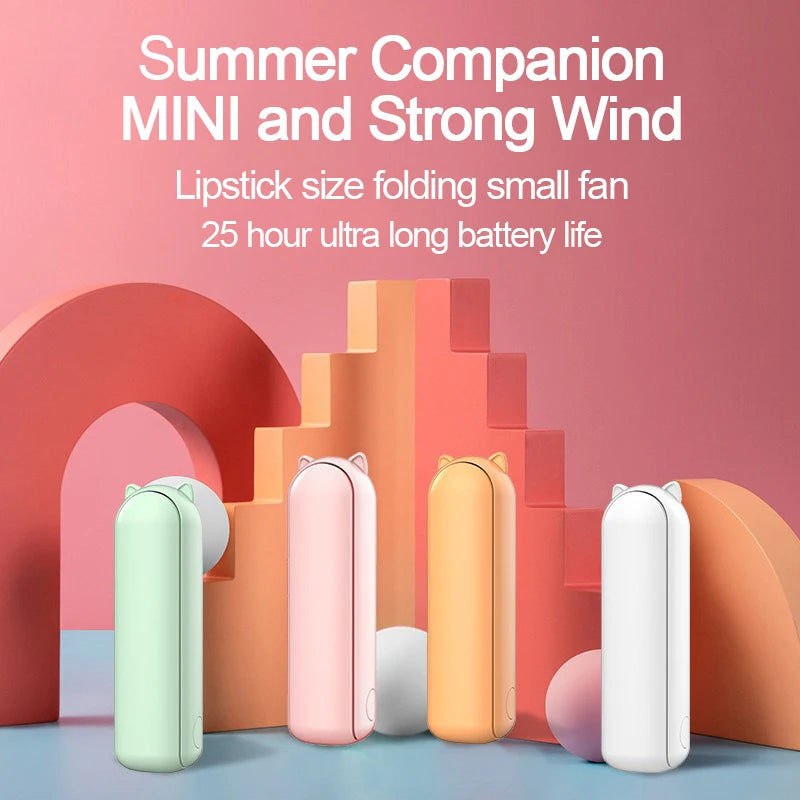 Foldable Small Fan Portable and high-power Hand Held Portable Mini Fan Rechargeable Hand USB Charge Fan