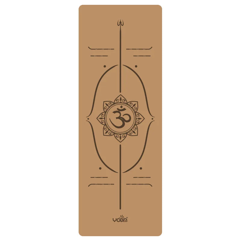 ‌Natural Rubber & Cork Yoga Mat - 68cm Extra-Wide 5mm Thick Gymnastic Mat with Laser-Engraved Alignment Lines & Logo Printing‌ ‌