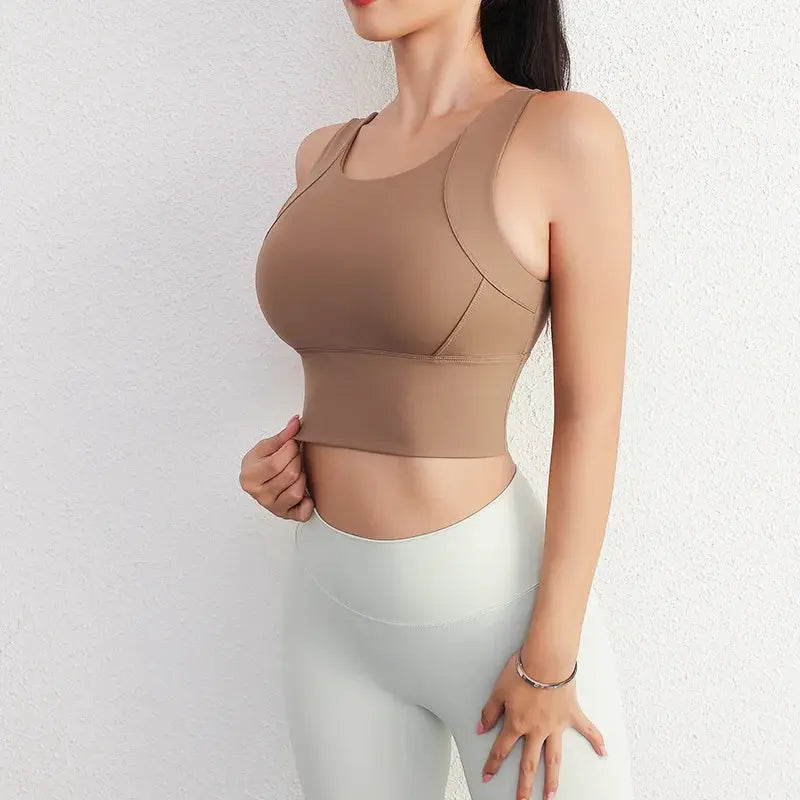 Women Sport Fixed Chest Pad Bra Female Athleisure Workout Tank Top Ladies Gym Clothes Yoga Sports Wear - Nova Trendz