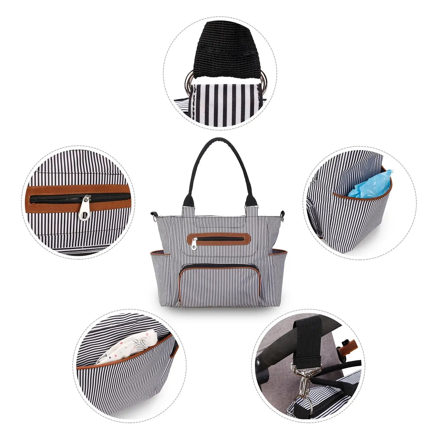 7pcs Nappy Changing Bag Set,Multifunction Mummy Tote Bag Baby Changing Bag Shoulder Handbag Travel Diaper Bag Nova Trendz