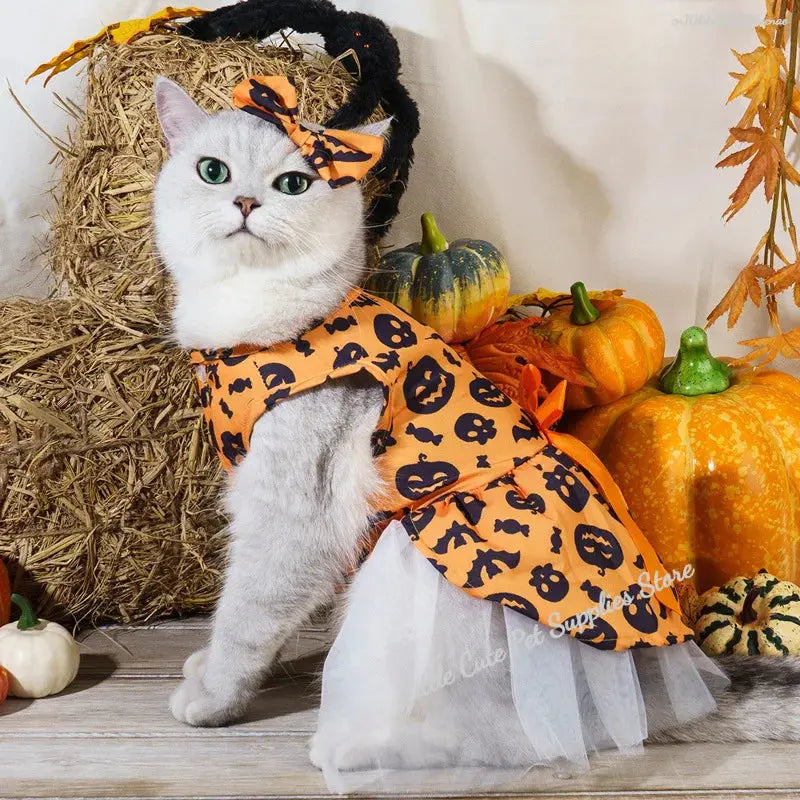 Halloween Pet Dog Dress For Small Medium Dogs Cosplay Costume Pet Dresses Fashion Bow Cat Princess Skirt Chiahuahua Dog Clothes Nova Trendz