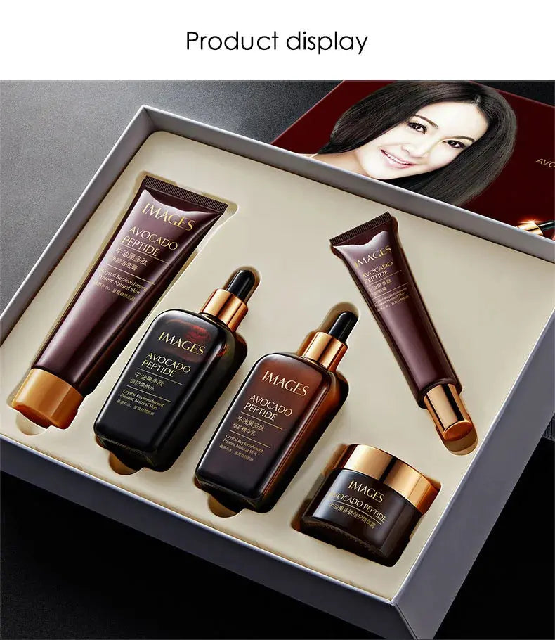 5pcs/Set IMAGES Avocado Skin Care Sets Facial Moisturizing Face Cream Serum Facial Cleanser Eye Cream Skin Care Products Nova Trendz
