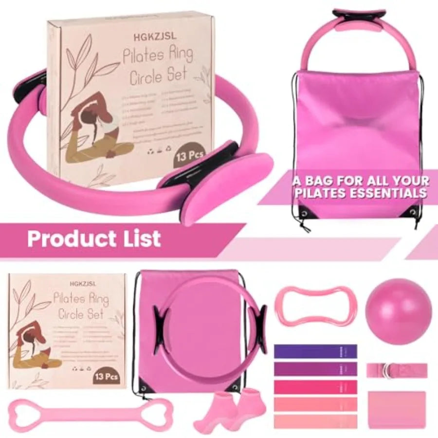 Home Pilates Essentials Kit for Women with 9 Inch Yoga Ball Figure 8 Resistance Band Pilates Bands Accessories Pilates Ring and Nova Trendz