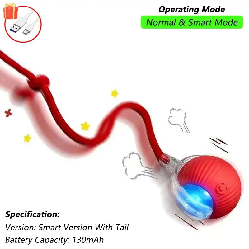 Cat Interactive Ball Toy, Automatic Rolling Ball with Tail, Rechargeable Smart Pet Interactive Toy, Intelligent Mouse for Cat - Nova Trendz
