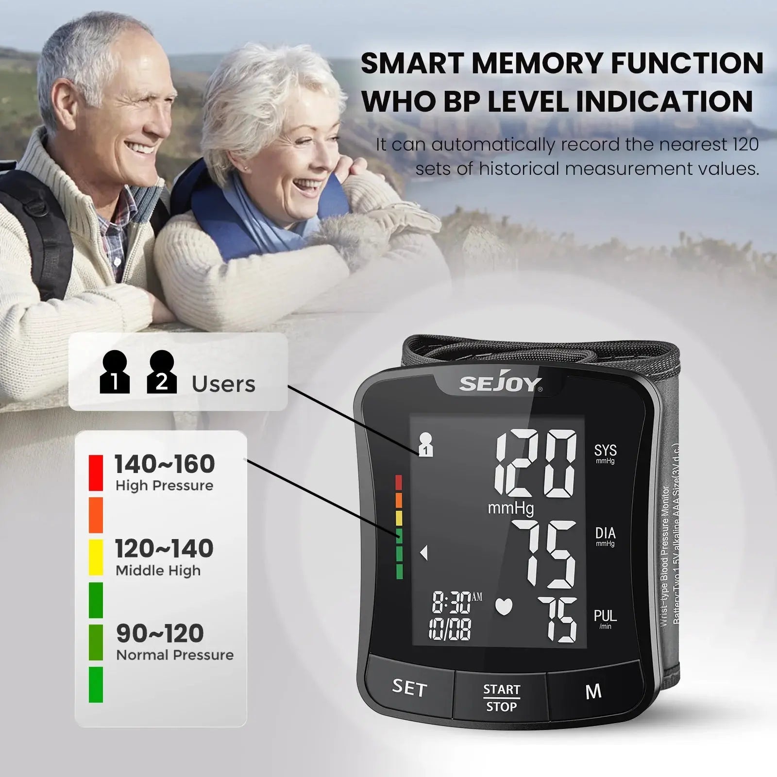 SEJOY Electronic Blood Pressure Monitor Wrist Cuff Tonometer Digital Sphygmomanometer Electronic BP Monitors Blood Meter Nova Trendz
