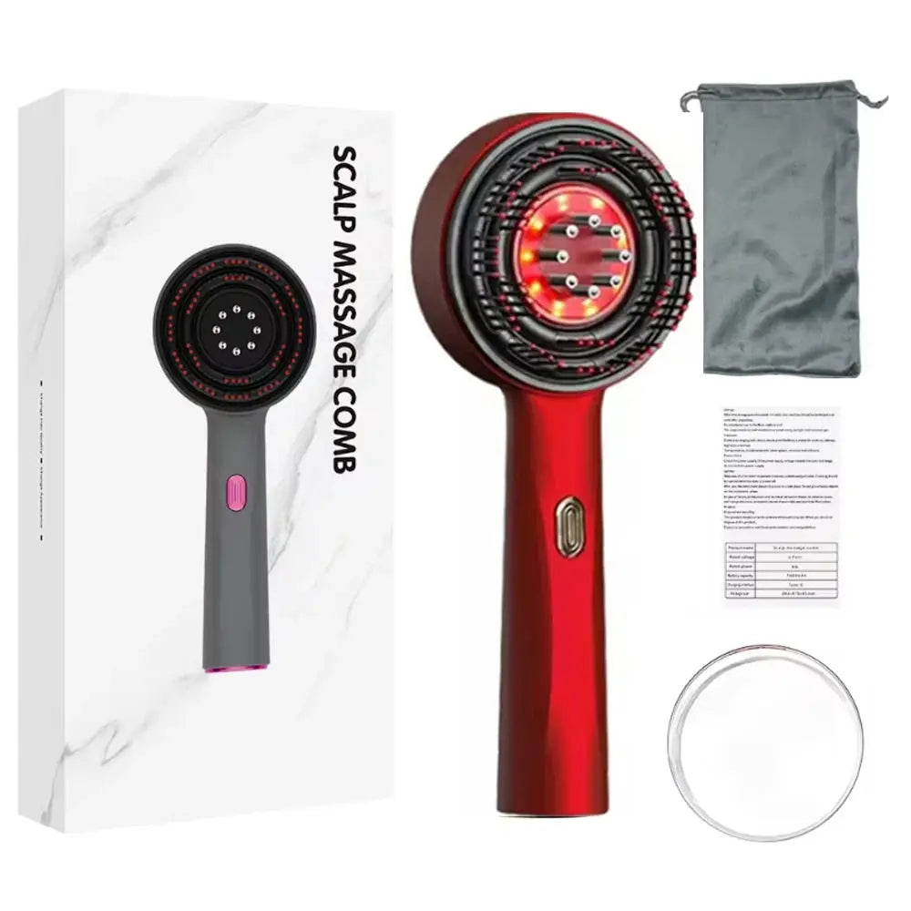 3 Modes Electric Vibration Massage Comb Red Light Therapy Hair Growth Massage Scalp Brush Oil Liquid Applicator Head Massager - Nova Trendz