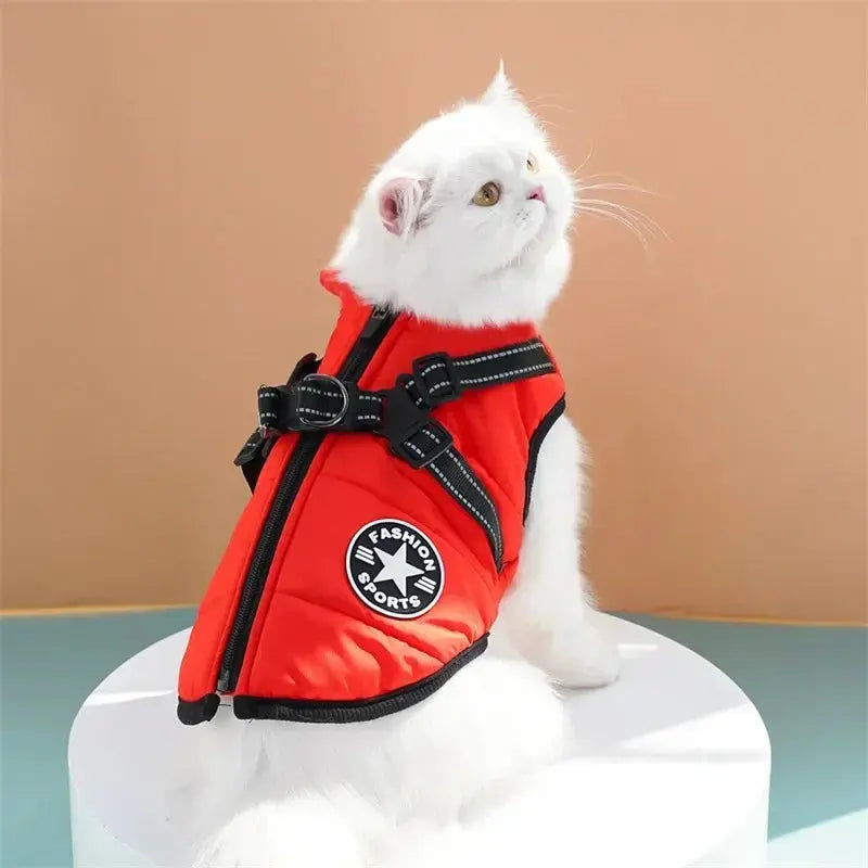 Pet Dog Coat with Harness Winter Cat Waterproof Coat Zipper Dog Jacket with Reflective Harness for Smal Medium Large Dogs - Nova Trendz