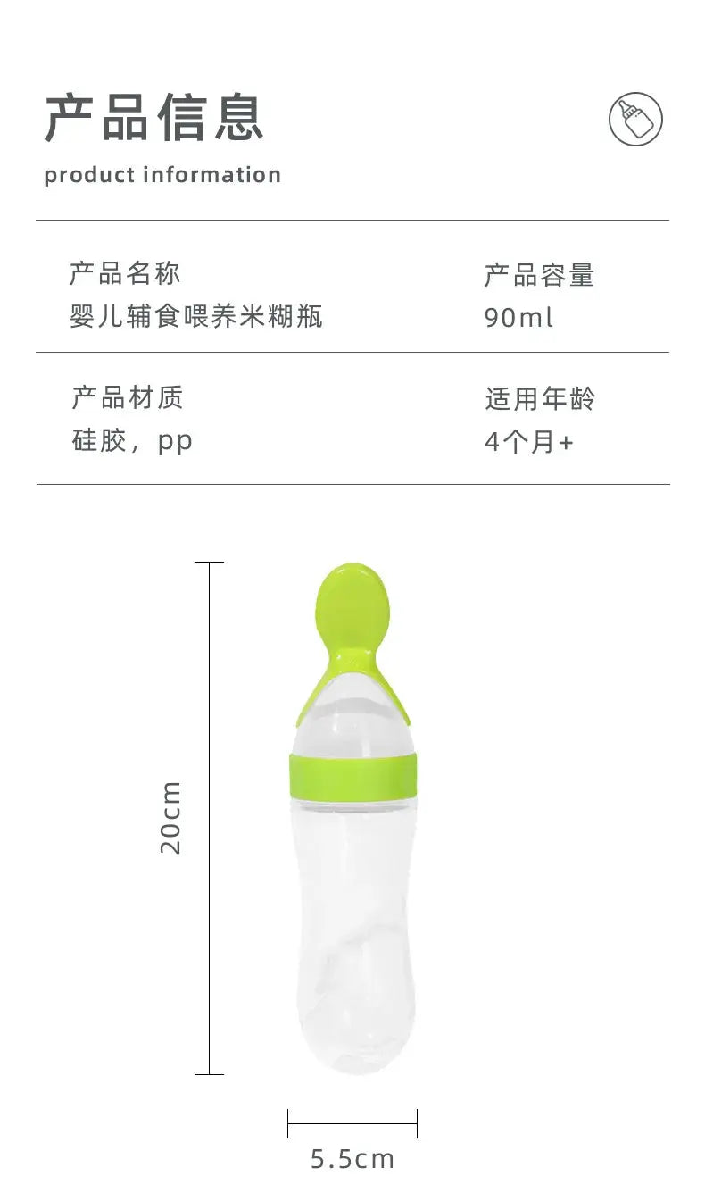 Squeezing Feeding Bottle Silicone Newborn Baby Training Rice Spoon Infant Cereal Food Supplement Feeder Safe Tableware Tools Nova Trendz