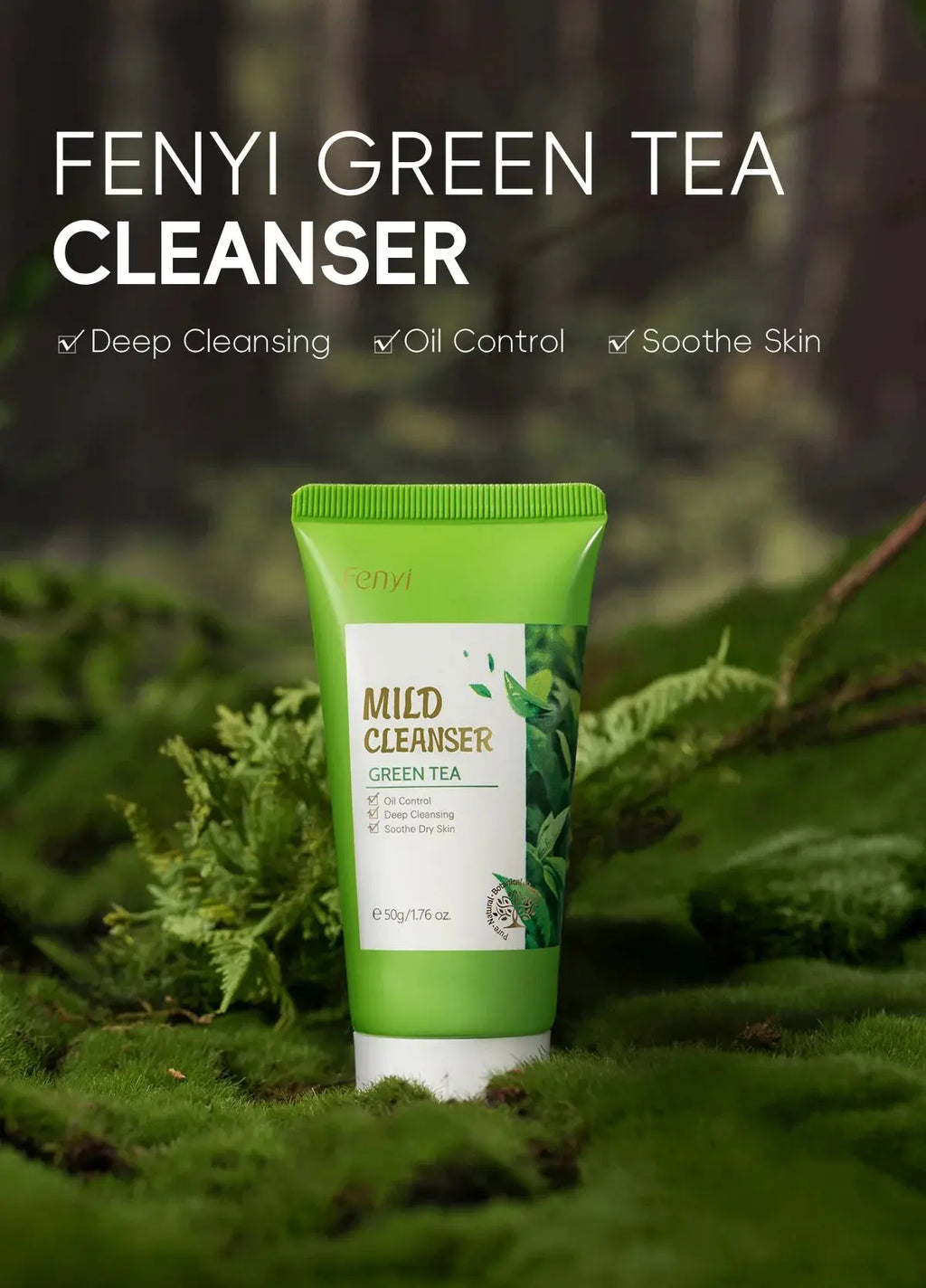 Green Tea Facial Cleanser 50g Skin Deep Cleansing Moisturizing Blackhead Removal Skincare Face Wash Foam Face Cleanser Skin Care - Nova Trendz