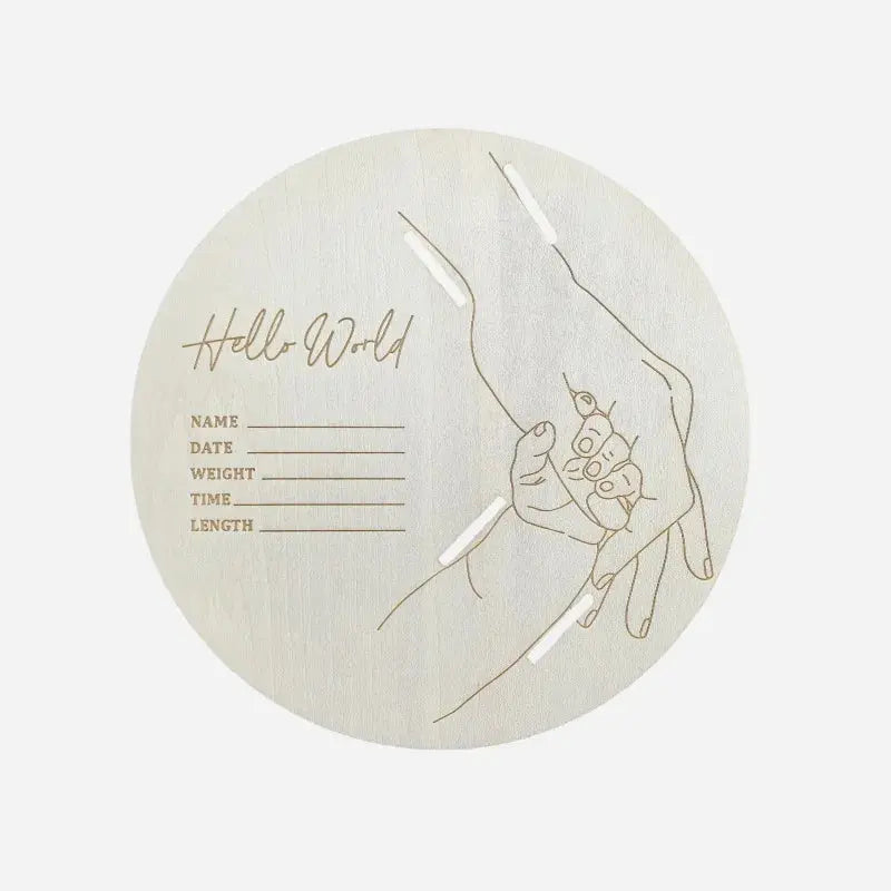 Wooden baby birth hospital bracelet commemorative plaque, circular carved newborn collection plaque Nova Trendz