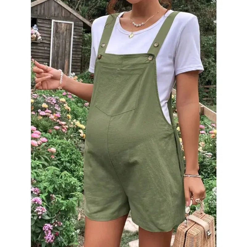 Maternity Jumpsuits Knee-length Plus Size Summer Fashion Pregnant Woman Rompers Solid Color Pregnancy Overalls Cotton Clothes Nova Trendz