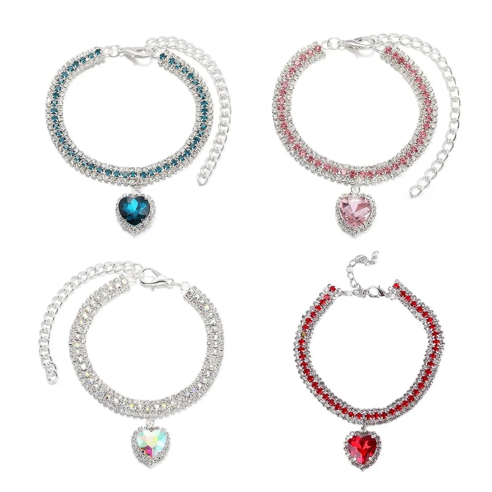 Dog Cat Rhinestone Diamante Collar Necklace Puppy Crystal Bling Pet Accessories For Puppy Kitten Crystal Pendant Diamond Collars Nova Trendz