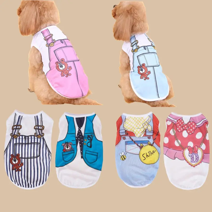 Summer Small Dog Clothes Pets Clothing Cartoon Dog Shirt  Chihuahua Tshirt Puppy Vest Yorkshire Terrier Pet Clothes Ropa Perro - Nova Trendz