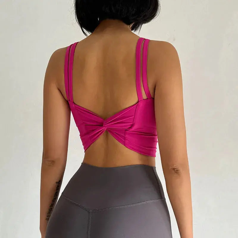 Women's Sports Bras Fitness Top, Sexy Lingerie, Push Up Fixed Pad, Yoga Bra, Back knotted Underwear, Running Vest, Gym Tops - Nova Trendz