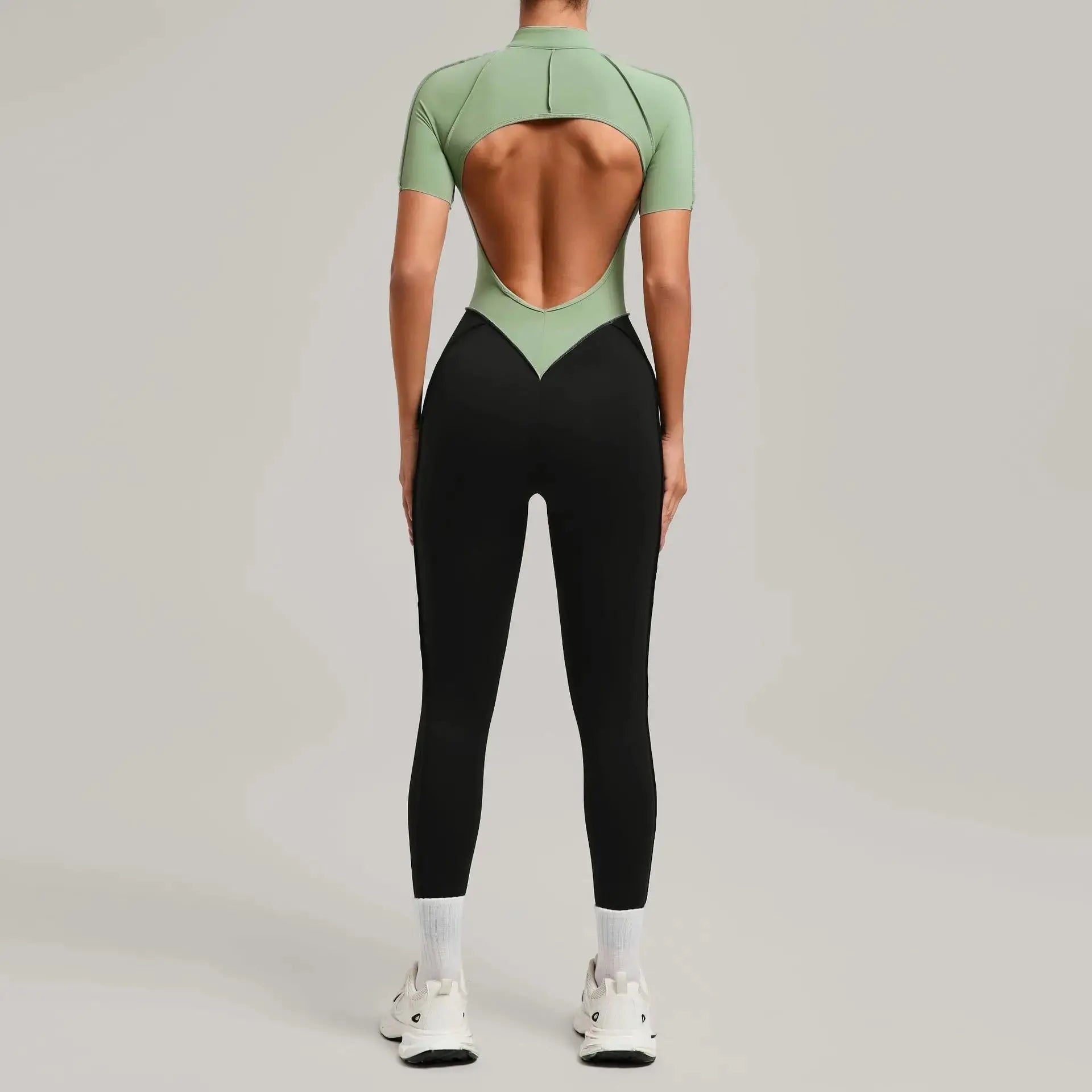 Yoga Bodysuit Short Sleeves Women's Tracksuits Gym Zipper Jumpsuits Sports Workout High-intensity Fitness One-piece Tights Suit - Nova Trendz