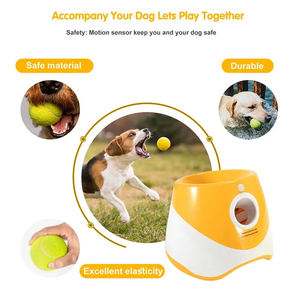 With 5 balls Automatic Ball Launcher for Dogs 3 Adjustable Distances Settings,Improves the dog's intelligence Outdoor pet game - Nova Trendz