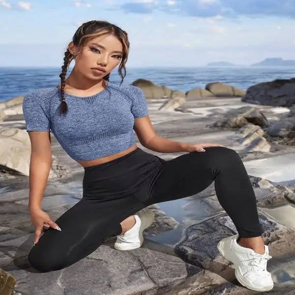 Yoga Basic Women's Compression Sport T-Shirt Basic T Shirt Gym Top Fitted Shirt Nova Trendz