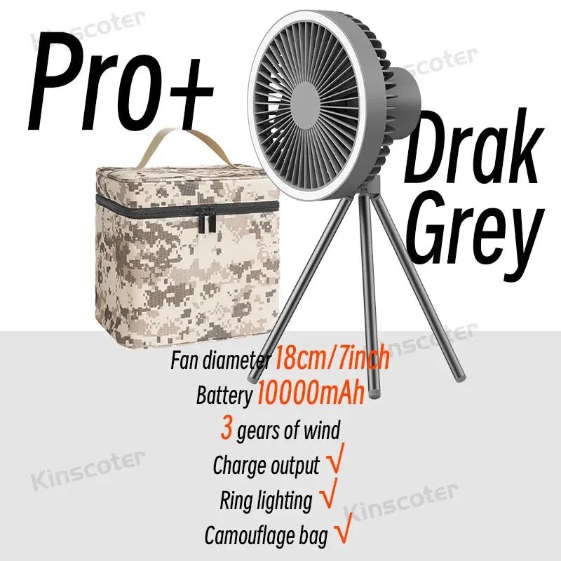 10000mAh 4000mAh Camping Fan Rechargeable Desktop Portable Circulator Wireless Ceiling Electric Fan with Power Bank LED Lighting Nova Trendz