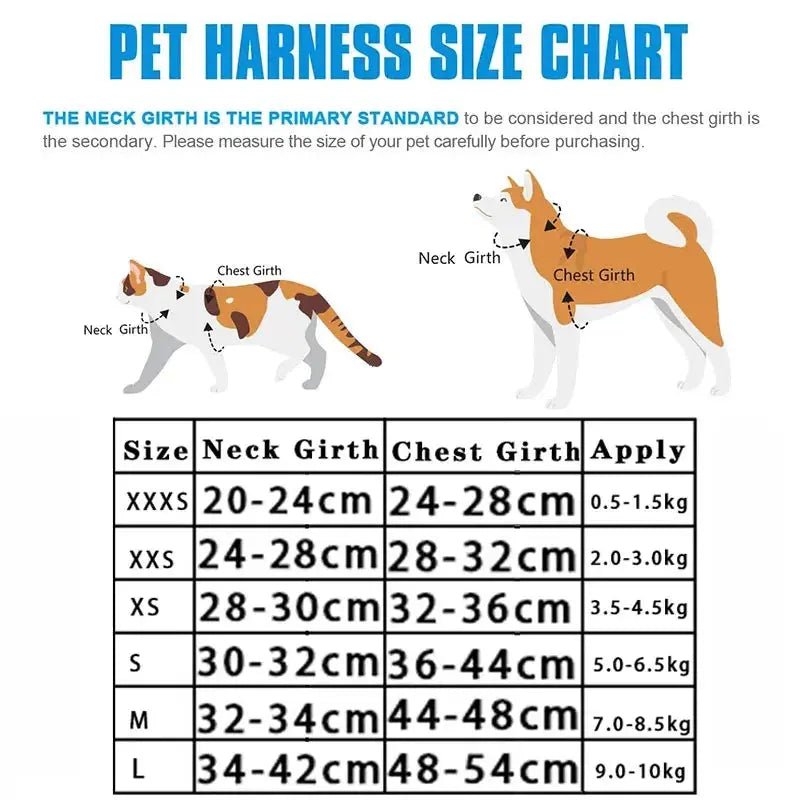Cat Harness Reflective Pet Harnesses And Leashes Set Adjustable Pet Harness for Cats Small Dogs Pug Chihuahua Cat Accessories - Nova Trendz