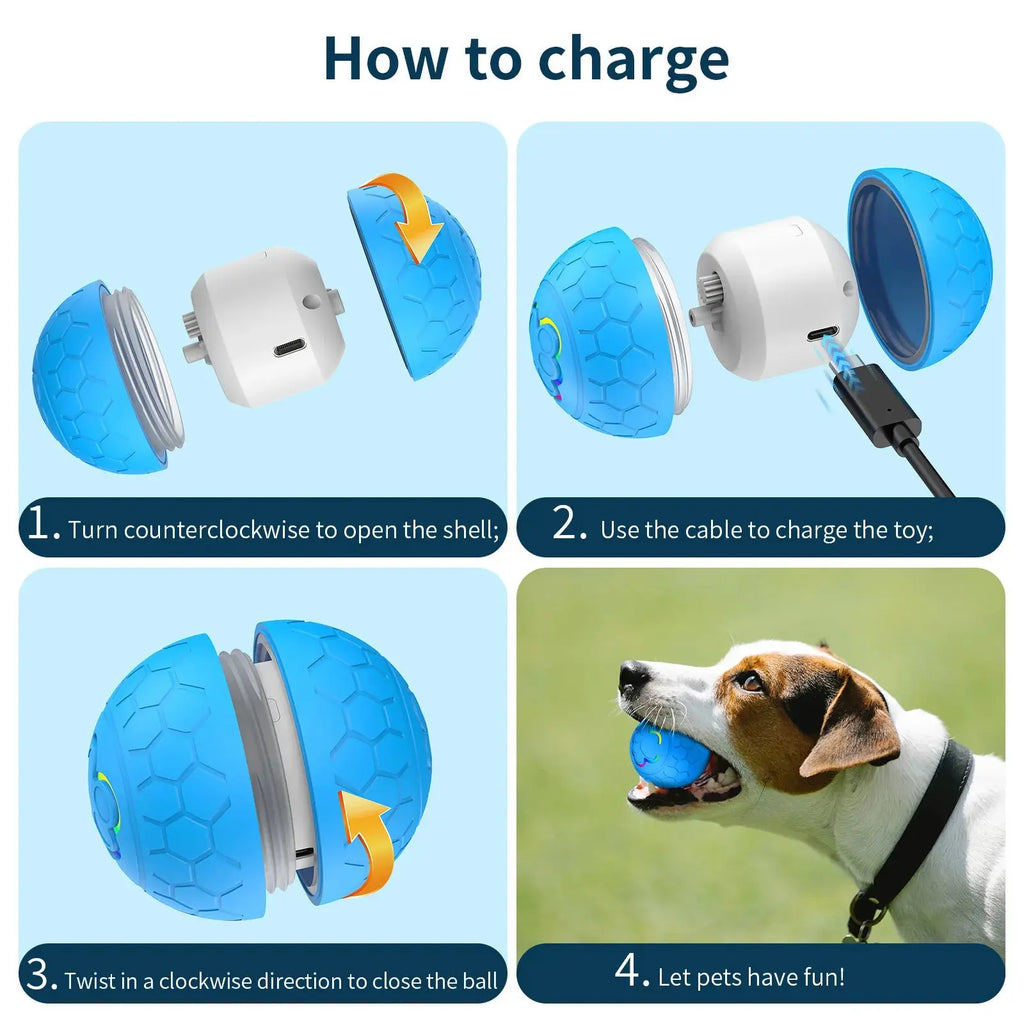 Smart Dog Toy Ball Electronic Interactive Pet Toy Ball USB Automatic Bouncing Rolling Toy Ball With RGB Lights Puppy Cat Product - Nova Trendz