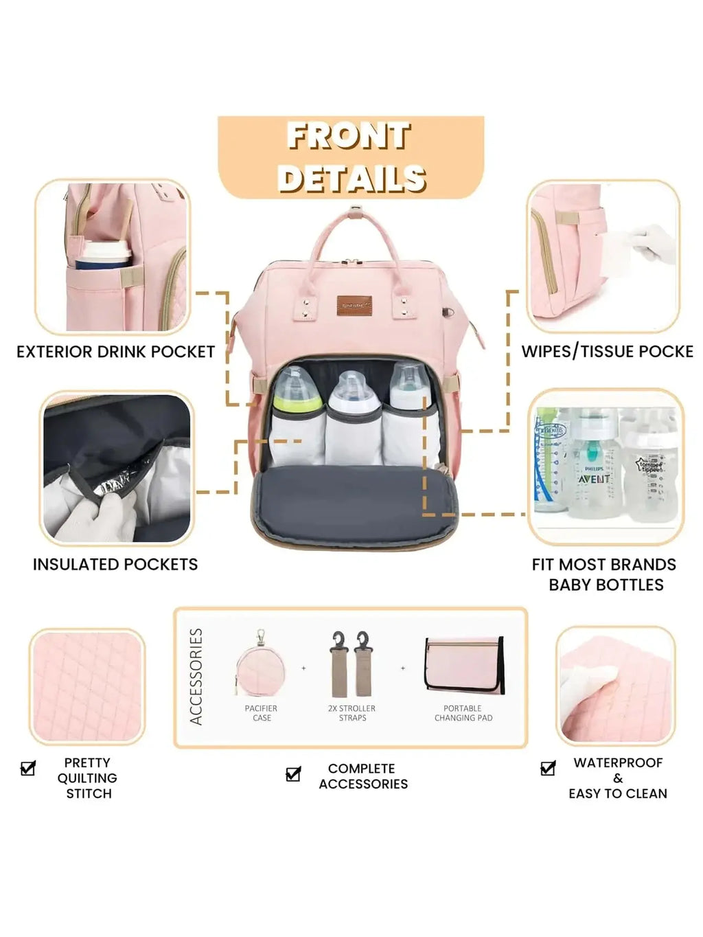 Diaper Bag Backpack With Changing Pad Pacifier Case, Baby Bag for Boy Girl Toddler Waterproof Travel Diaper Bag for Mom Nova Trendz