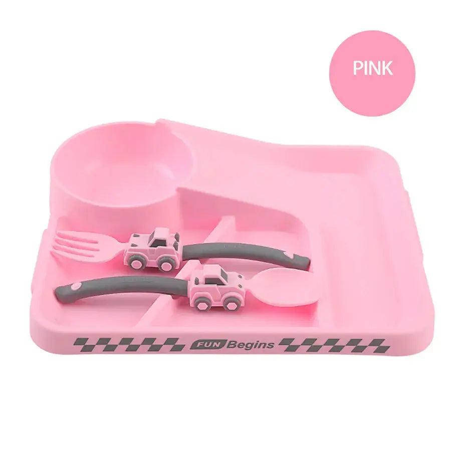 Children's Feeding Dish Set of Dishes for Baby Stuff Suction Cup Plate Aesthetic Tableware for Kids Plates Utensils Dinner Kit Nova Trendz
