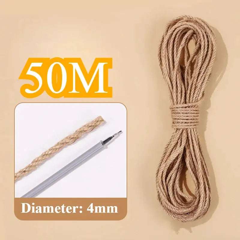 20M/50M Cat DIY Sisal Rope Cat Climbing Grinding Frame Special Cotton Rope Resistant Grinding Scratching Cat Toy Rope-4/6/8mm - Nova Trendz